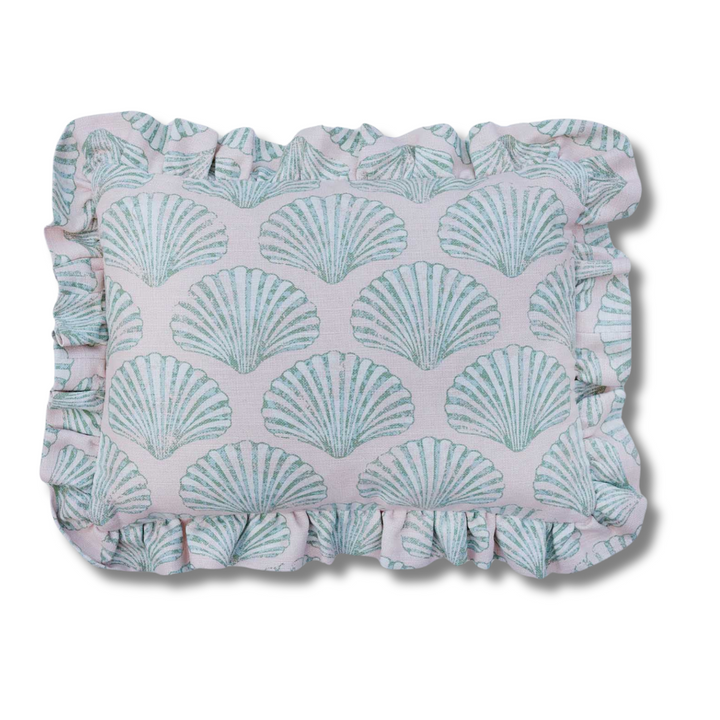 Scallop Shell Ruffled Cushion - Plaster Green