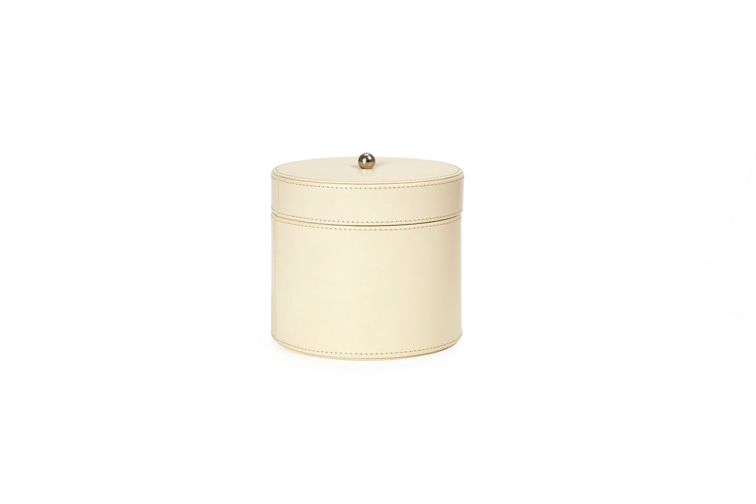 Pria Large Ivory Leather Vanity Pot
