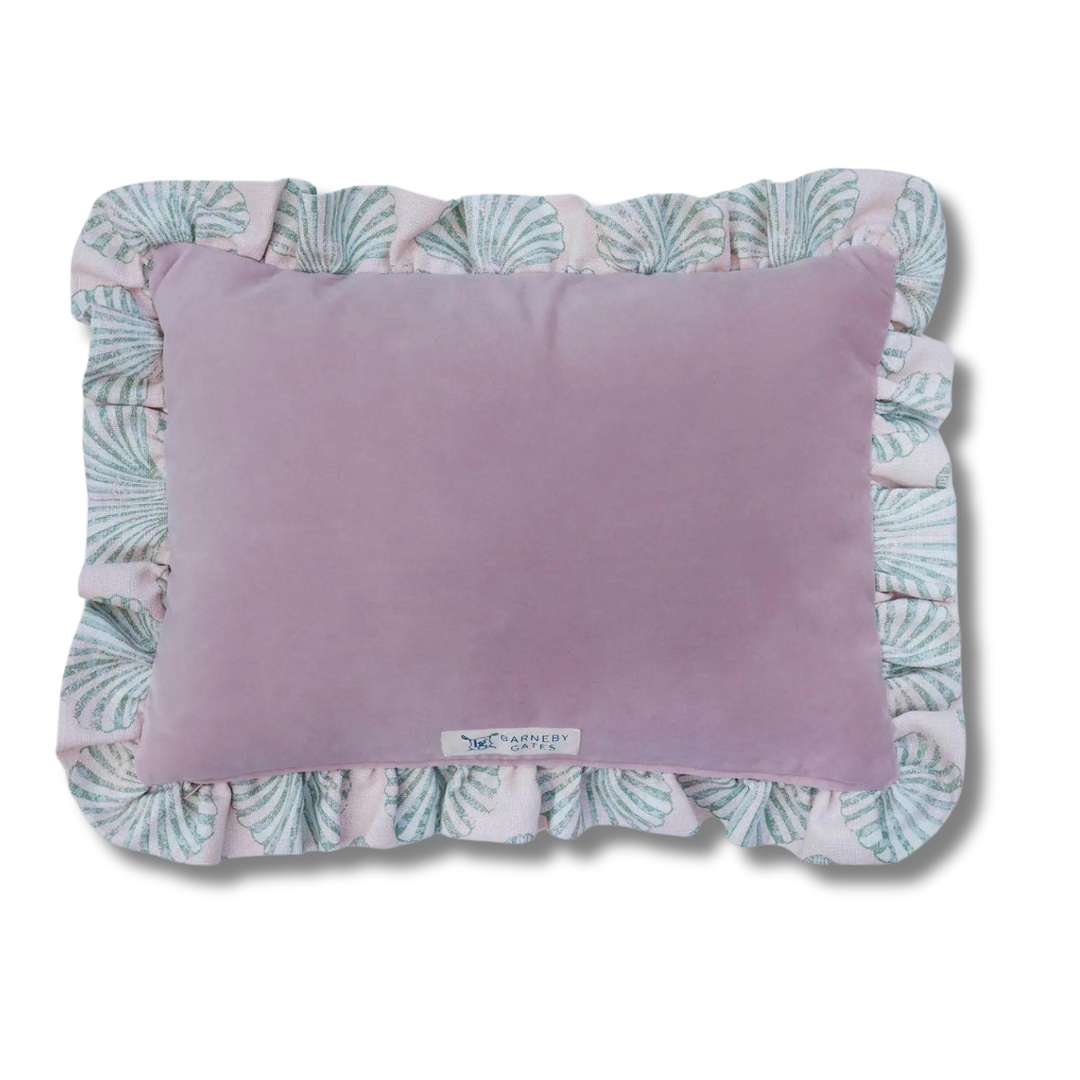 Scallop Shell Ruffled Cushion - Plaster Green