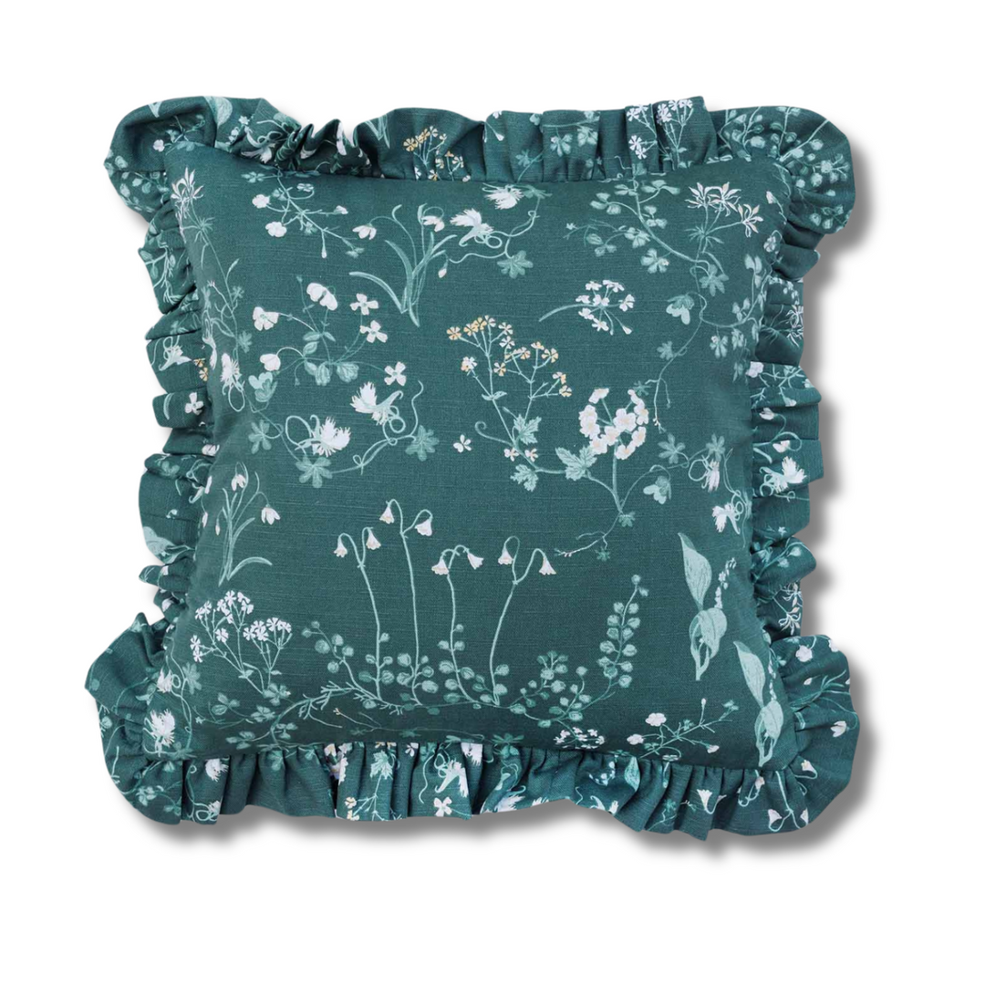Botanica Ruffled Cushion - Woodland Green