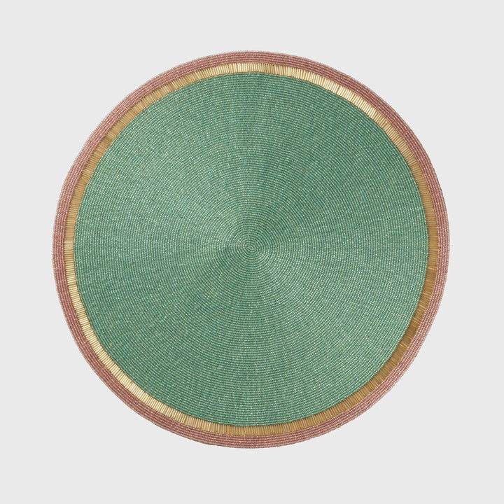 Bright Stripe Hand Beaded Placemat, Aqua With Lilac