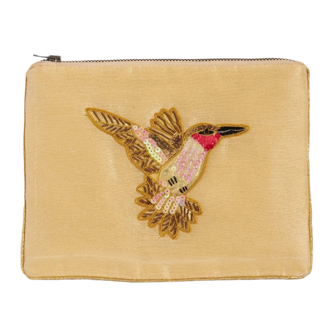 Hummingbird Beaded Zipper Pouch
