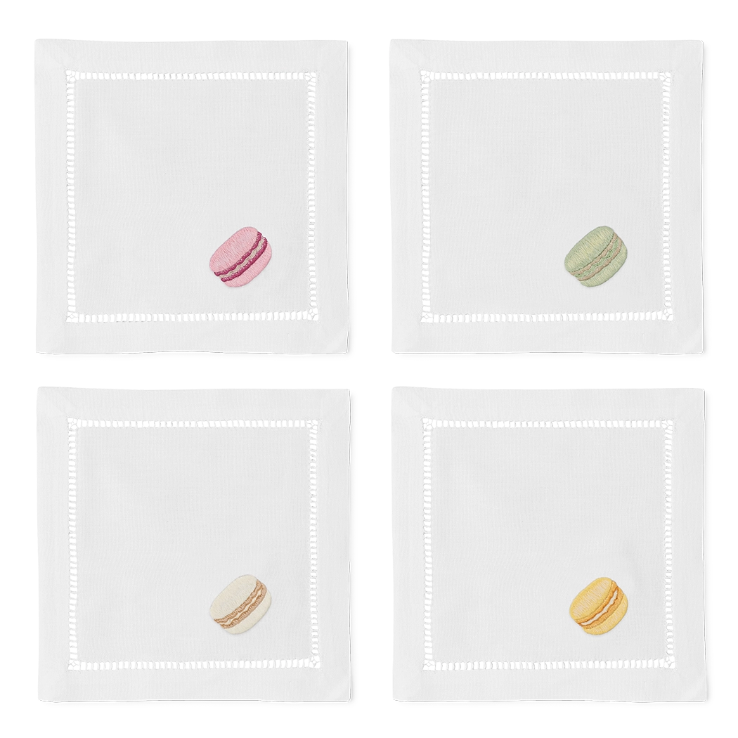 Macarons Embroidered Cocktail Napkins