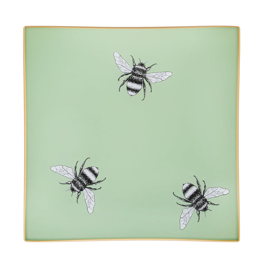 Bee Glass Tray - Sage Green