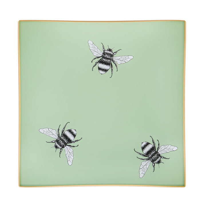 Bee Glass Tray - Sage Green