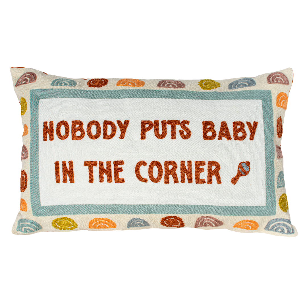 Nobody Puts Baby in the Corner Needlepoint Cushion