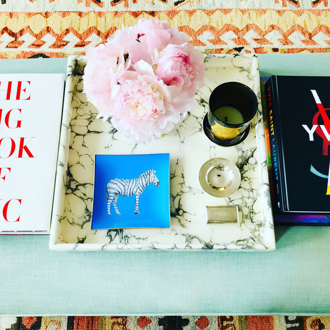 Zebra Glass Tray - Cornflower Blue