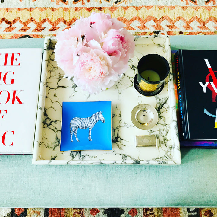 Zebra Glass Tray - Cornflower Blue