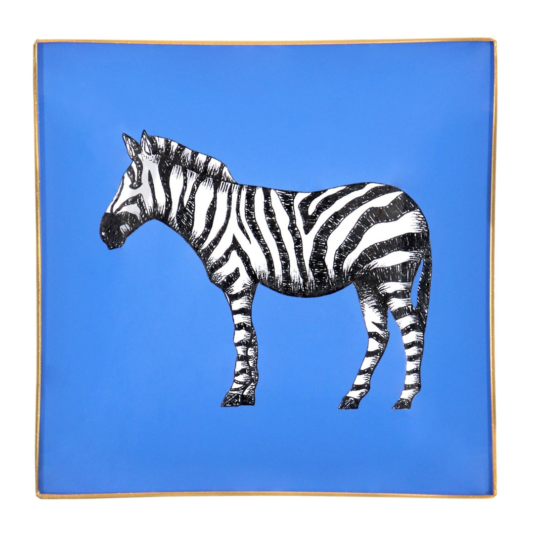 Zebra Glass Tray - Cornflower Blue