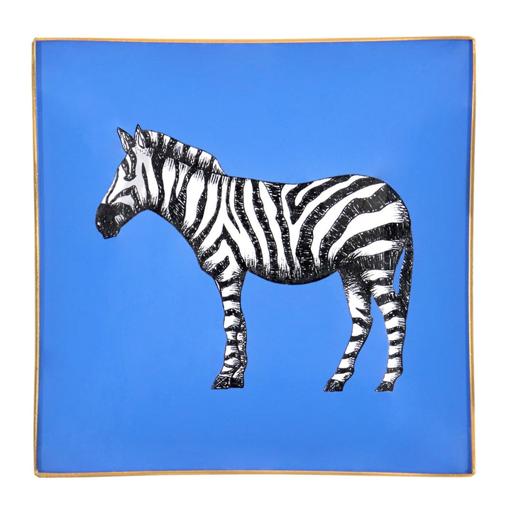 Zebra Glass Tray - Cornflower Blue