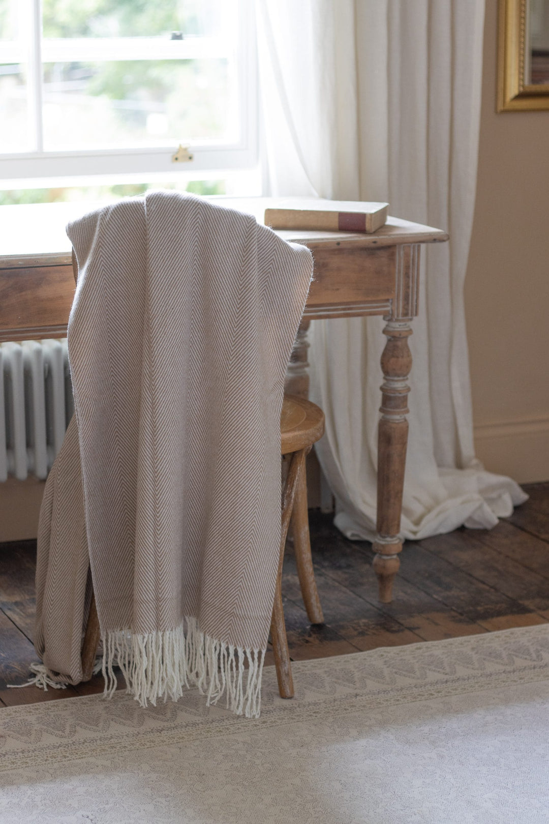 Brown Herringbone Tassel Throw