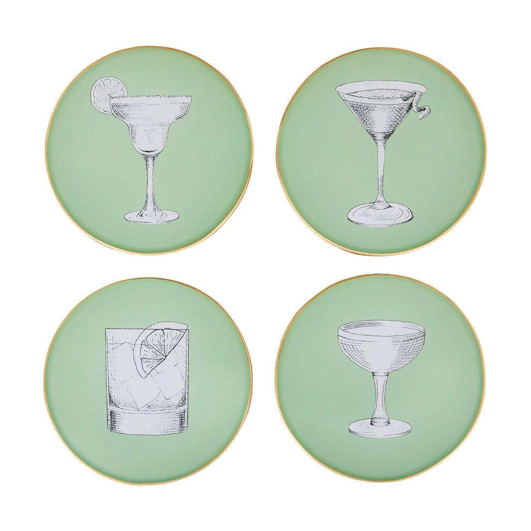 Glass Cocktail Coasters - Set of 4