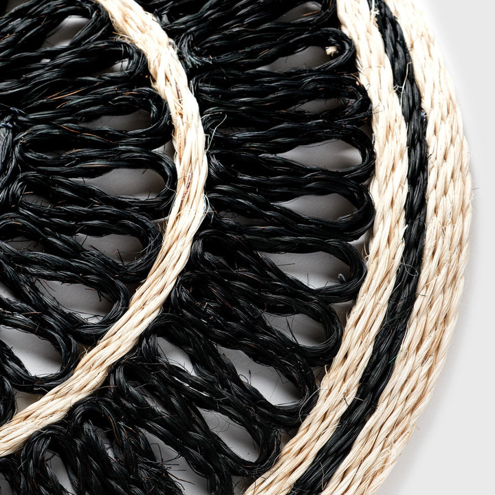 Loopy Straw Placemats, Black, Set of Four