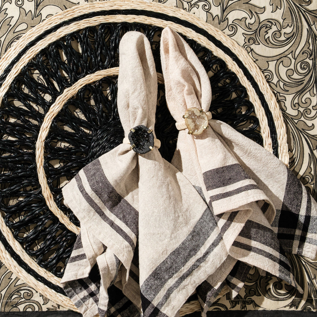 Loopy Straw Placemats, Black, Set of Four