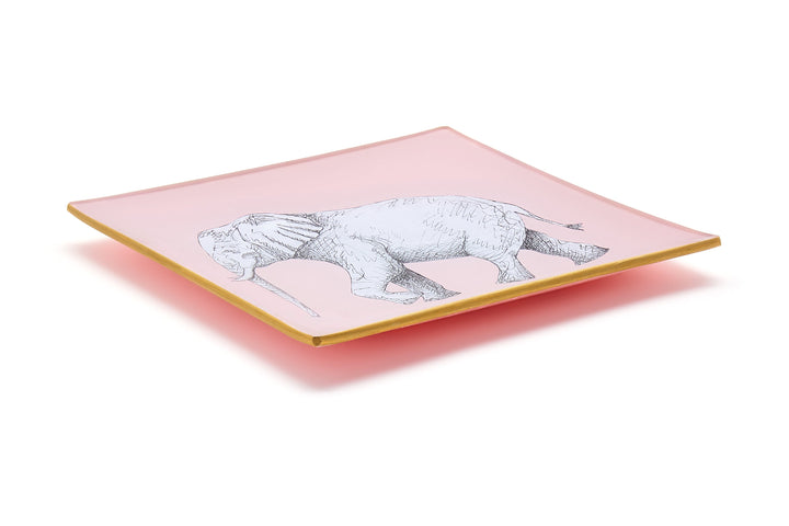 Elephant Glass Tray - Blush Pink