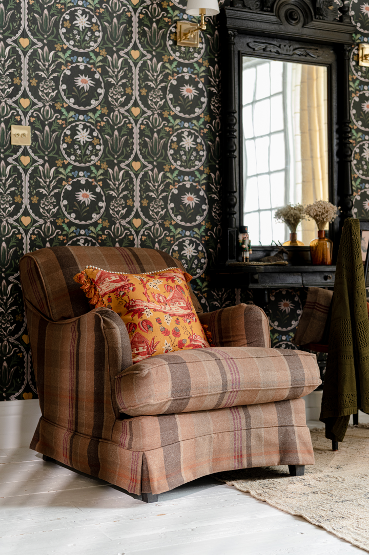 Evelyn Skirted Armchair - Chalet Plaid