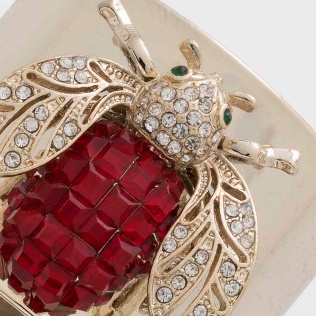 Sparkle Bee Napkin Rings, Ruby, Set of Two