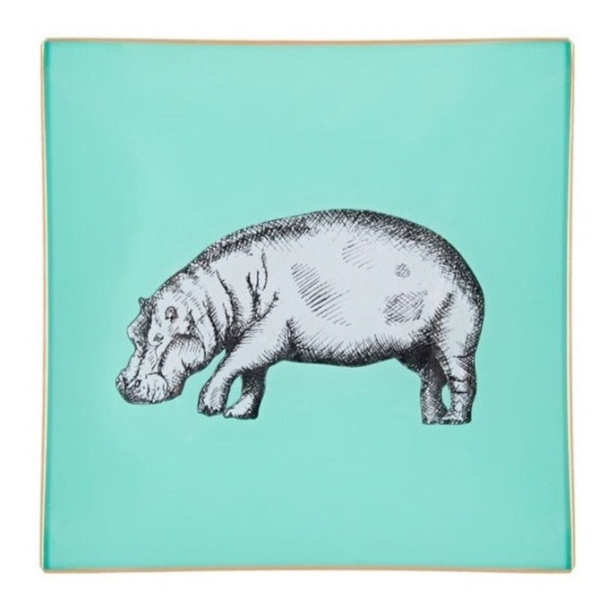 Hippo Glass Tray - Aqua