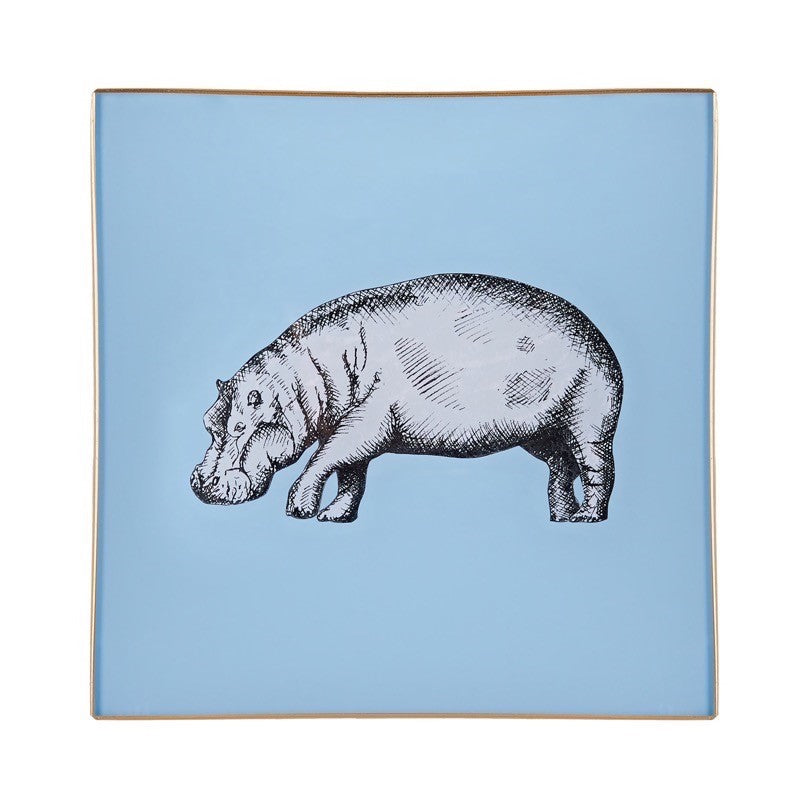 Hippo Glass Tray - Light Blue