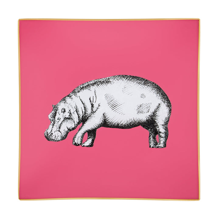 Hippo Glass Tray - Raspberry Pink