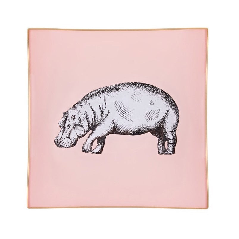 Hippo Glass Tray - Blush Pink