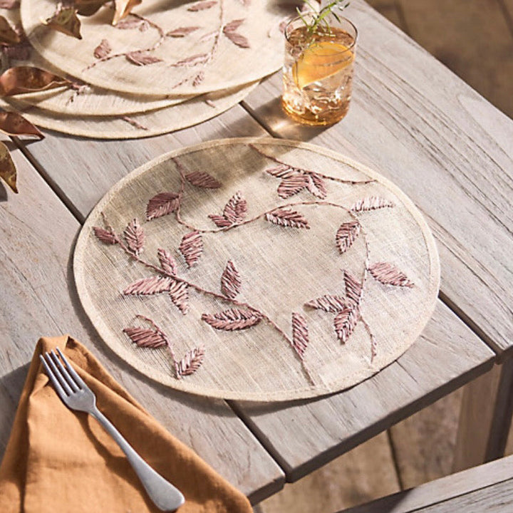 Straw Leaf Placemat, Brown, Set of Four