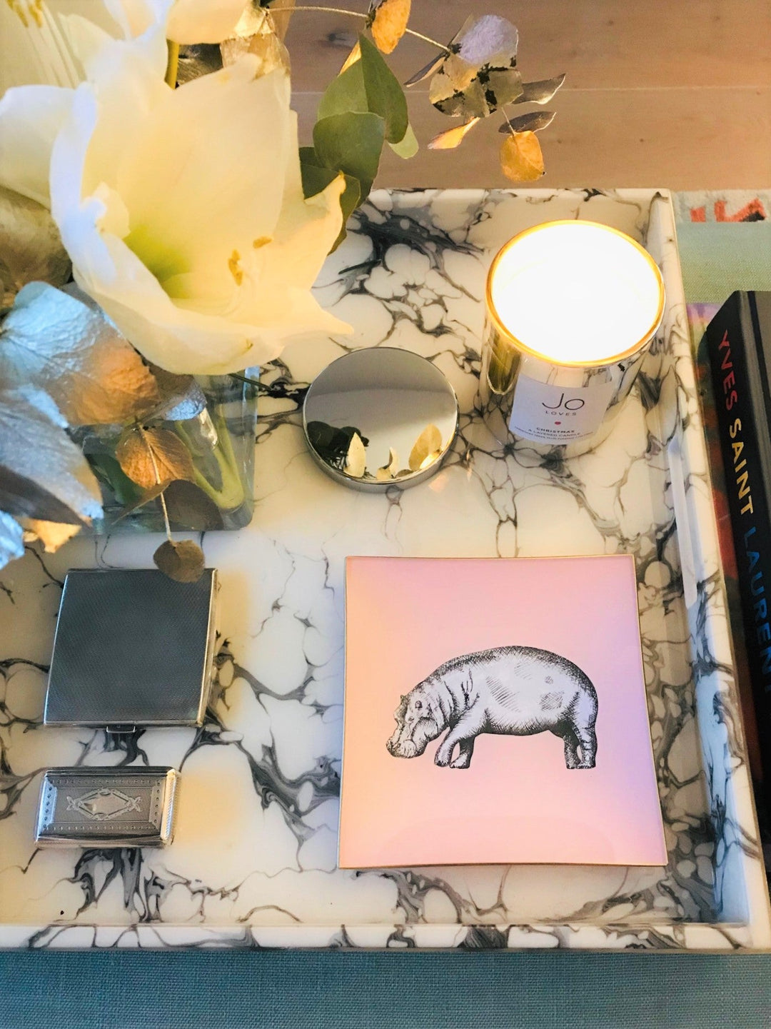 Hippo Glass Tray - Blush Pink