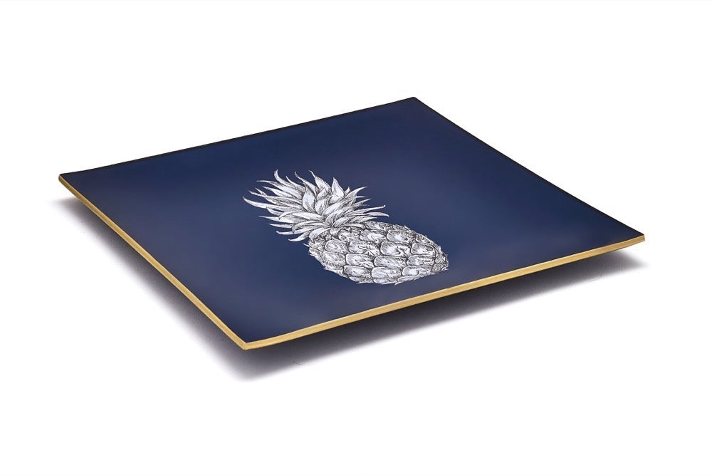 Pineapple Glass Tray - Navy