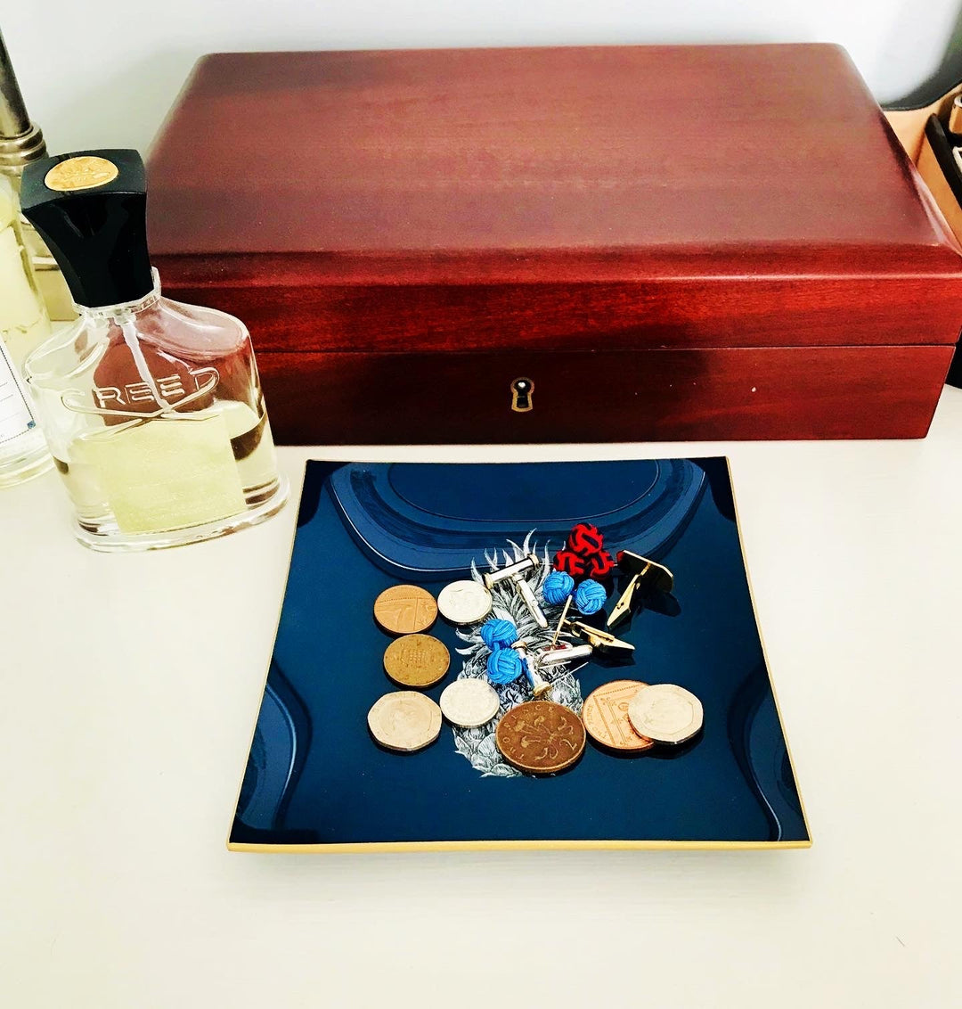 Pineapple Glass Tray - Navy