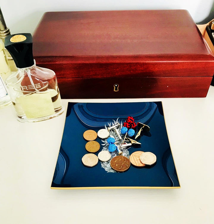 Pineapple Glass Tray - Navy