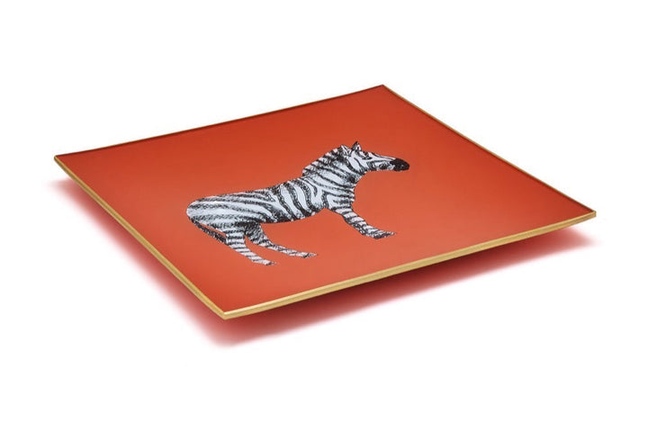 Zebra Glass Tray - Orange