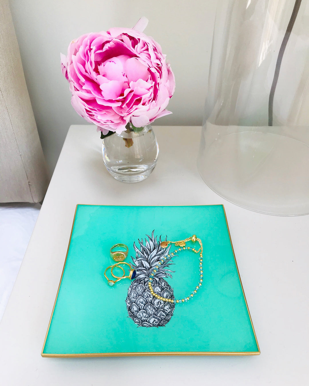 Pineapple Glass Tray - Mint Green