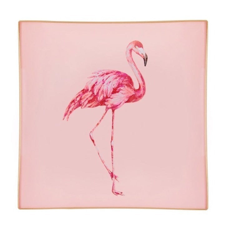Flamingo Glass Tray - Blush Pink
