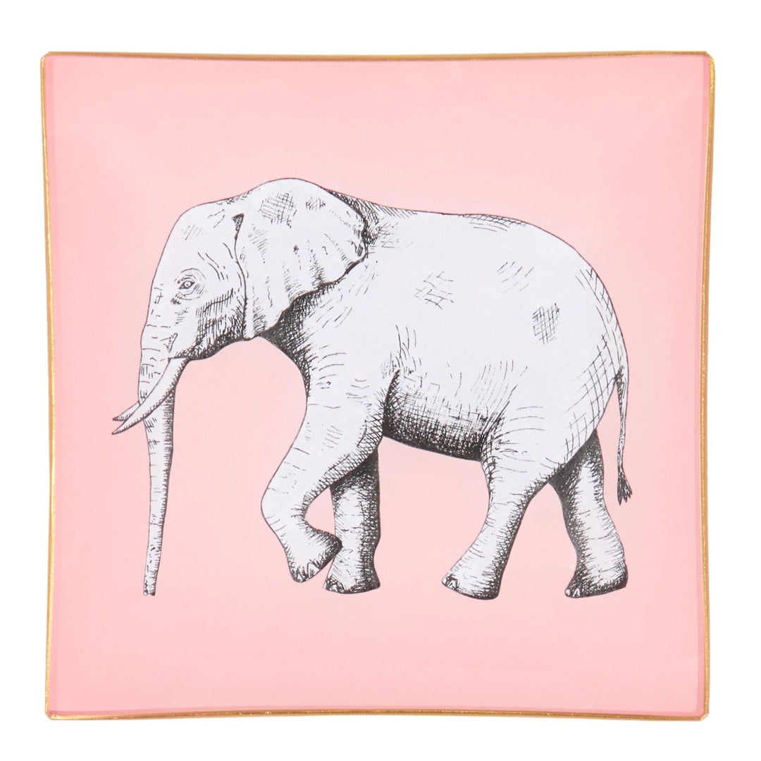 Elephant Glass Tray - Blush Pink