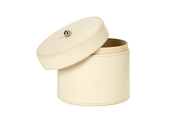 Pria Large Ivory Leather Vanity Pot