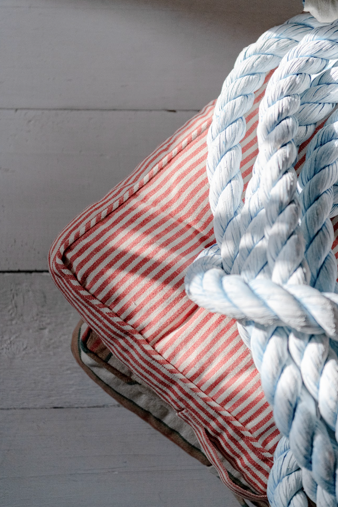 Rhubarb Stripe Linen Chair Cushion