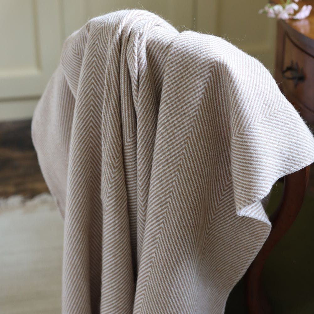 Brown Herringbone Tassel Throw