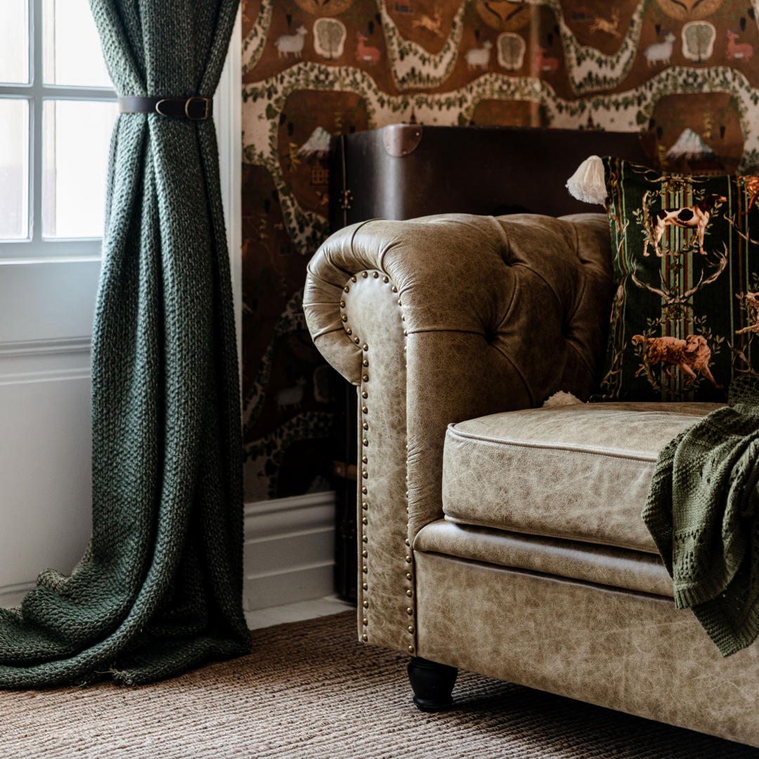 Winston Tufted Sofa - Cambridge Sage Leather