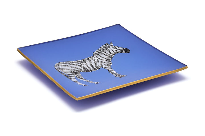 Zebra Glass Tray - Cornflower Blue
