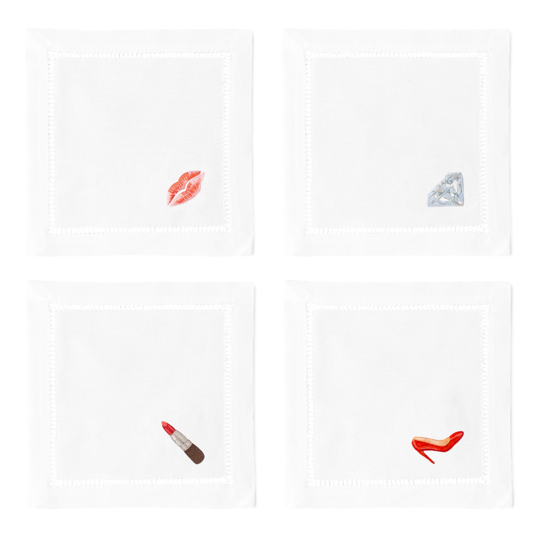 Diva Embroidered Cocktail Napkins
