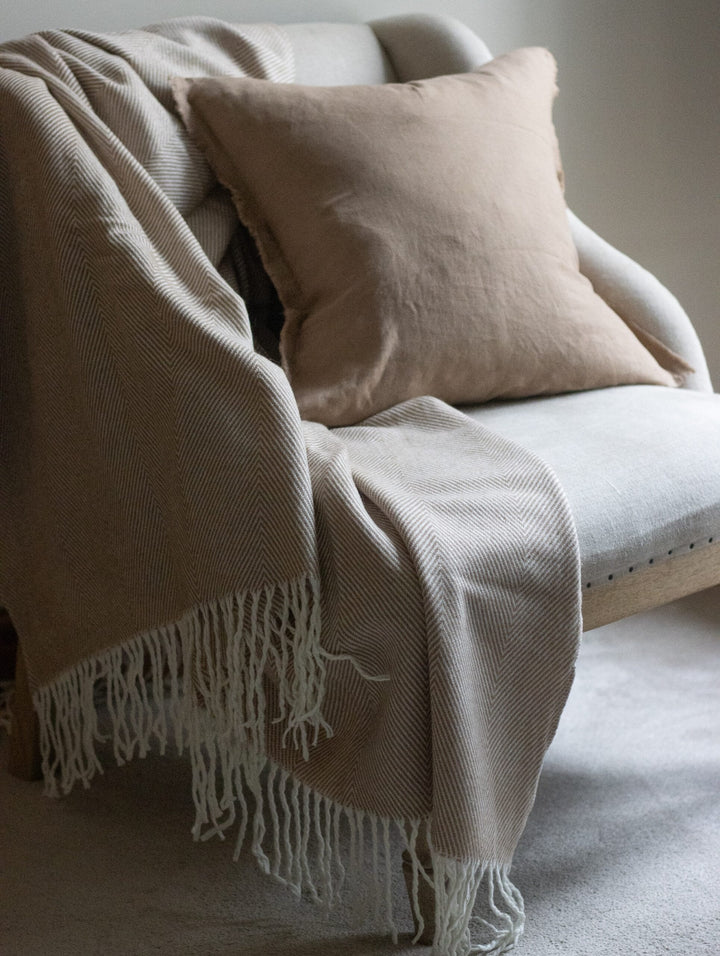 Brown Herringbone Tassel Throw