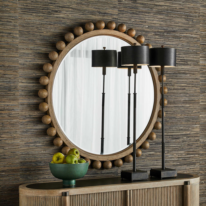 Brianza Round Ball Mirror - Natural Wood