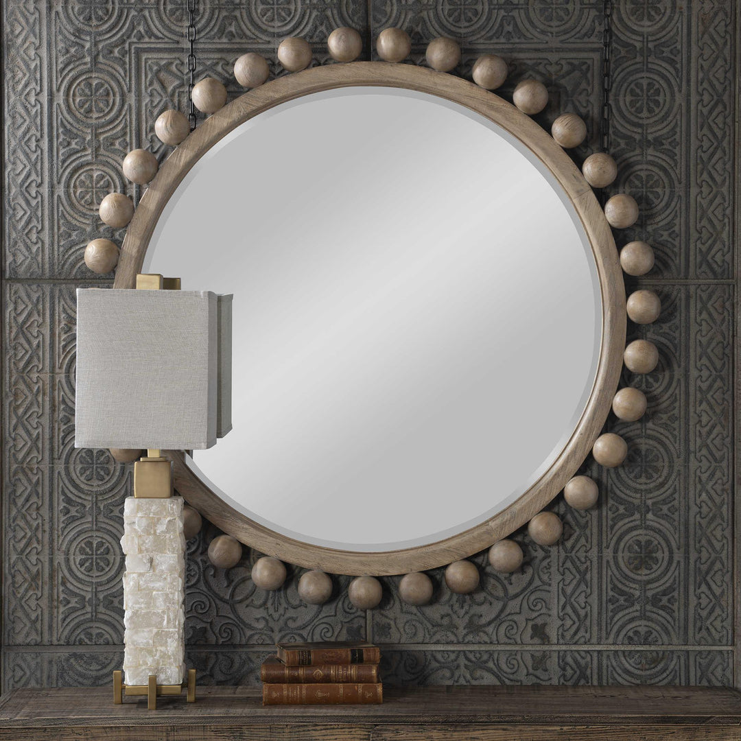 Brianza Round Ball Mirror - Natural Wood