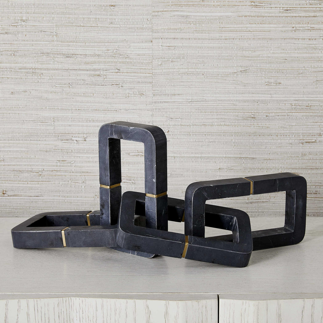 Connection Sculpture - Black & White Marble