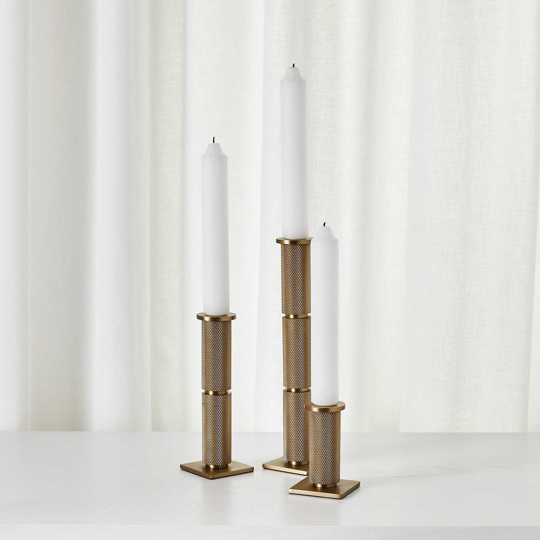 Knurled Taper Candleholders, Set of 3