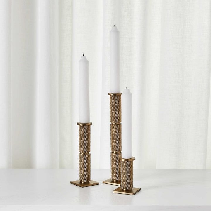 Knurled Taper Candleholders, Set of 3