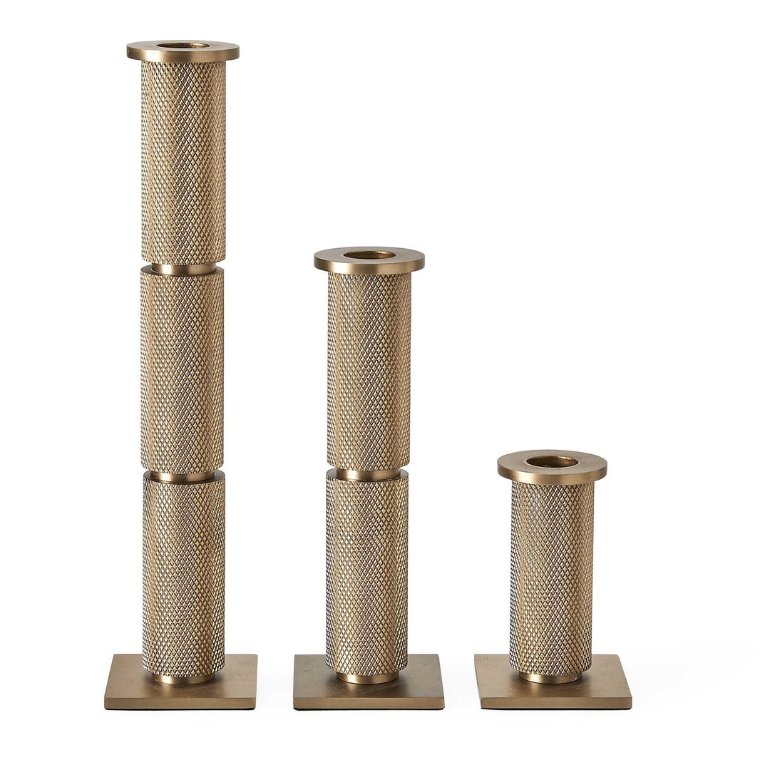 Knurled Taper Candleholders, Set of 3