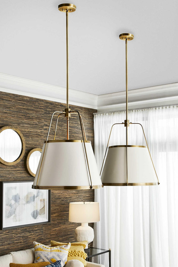 White Leather Classic 4-Light Pendant