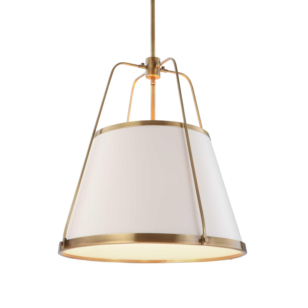 White Leather Classic 4-Light Pendant