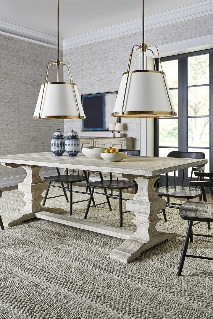 White Leather Classic 4-Light Pendant